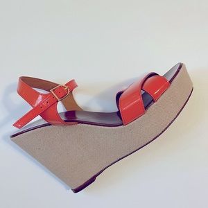 Preloved JCREW Orange Coral Wedges, Sz 7
